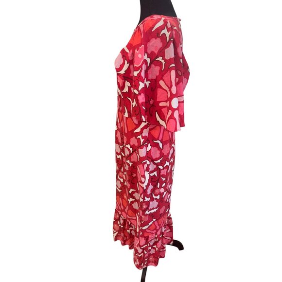 Rhode Zinnia Floral Print Bell Sleeve Midi Dress Red/Pink Floral Linen/Rayon 14 - Picture 5 of 15